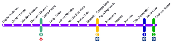 Mapa da estação Capão Redondo - Linha 5 Lilás do Metrô